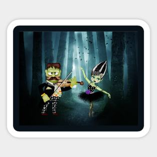 Violinist and zombie ballerina Sticker